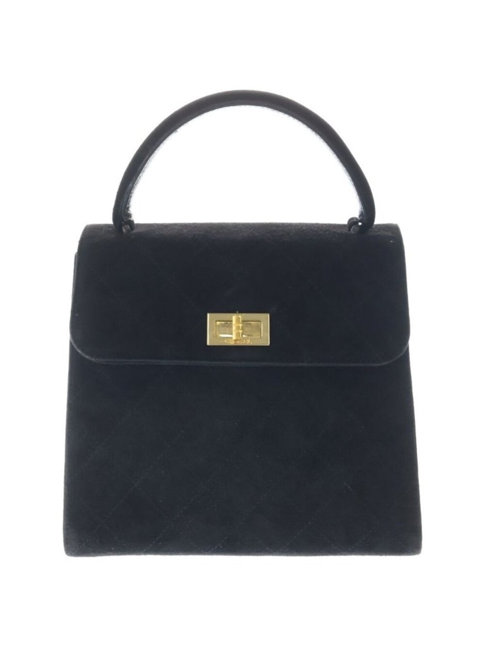 Chanel 2.55 Quilted Suede Leather Handbag Black